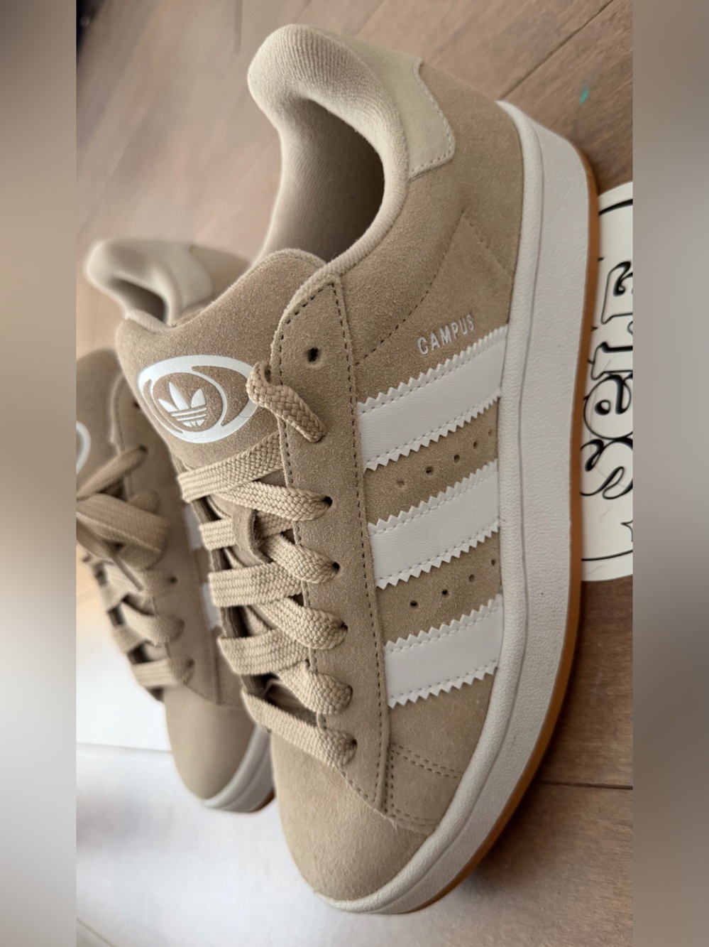 adidas Campus Men’s Suede Sneakers - Beige/Tan with White Stripes